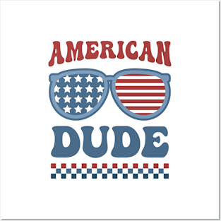 4th of July American Dude Retro Patriotic Posters and Art